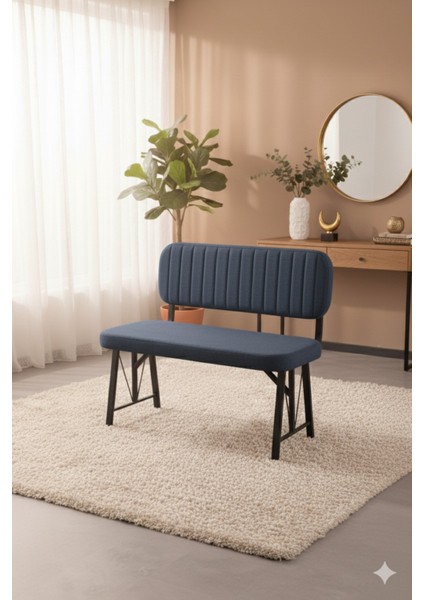 Elfin 70X110 Atlantik Sabit Masa Sandalye Takımı , Yemek Masası, 2 Sandalye 1 Bench - Lacivert fiyatları