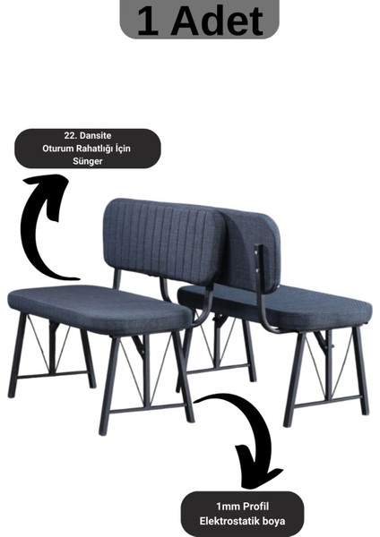 Elfin 70X110 Atlantik Sabit Masa Sandalye Takımı , Yemek Masası, 2 Sandalye 1 Bench - Lacivert fırsatları