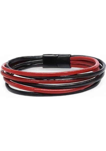 Erkek Bileklik | Kırmızı Siyah Çoklu Katmanlı Tasarım 9593B13D1 modelleri