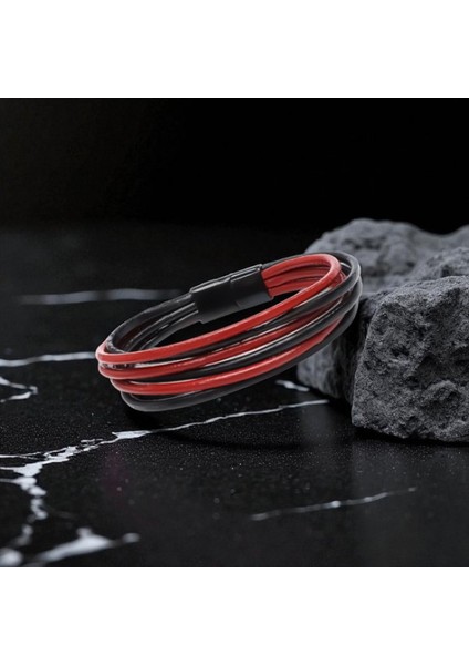 Erkek Bileklik | Kırmızı Siyah Çoklu Katmanlı Tasarım 9593B13D1 fırsatları