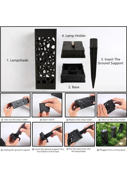 2'lı Set Dekoratif Solar Güneş Enerjili Bahçe Aydınlatması Yürüyüş Yolu LED Aydınlatma Seti