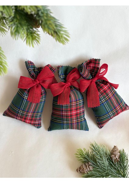 3 Adet Lavanta Kesesi Yılbaşı Hediyelik Ekoseli