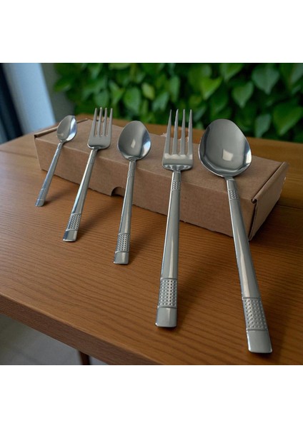 30 parça nokta desen 6 kişilik paslanmaz çelik çatal kaşık takımı günlük kullanım ve hediyelik modelleri