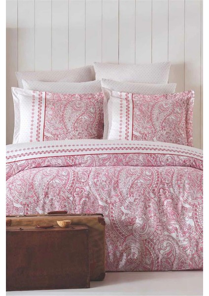 Çift Kişilik Nevresim Takımı Pamuklu Vintage Pembe Paisley fiyatları