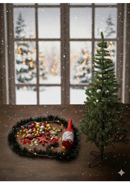 61 Parça Yeni Yıl Paketi – Çam Ağacı, LED Işık ve Yılbaşı Süsleri Seti modelleri