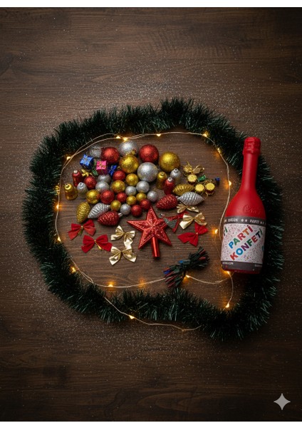 61 Parça Yeni Yıl Paketi – Çam Ağacı, LED Işık ve Yılbaşı Süsleri Seti fırsatları