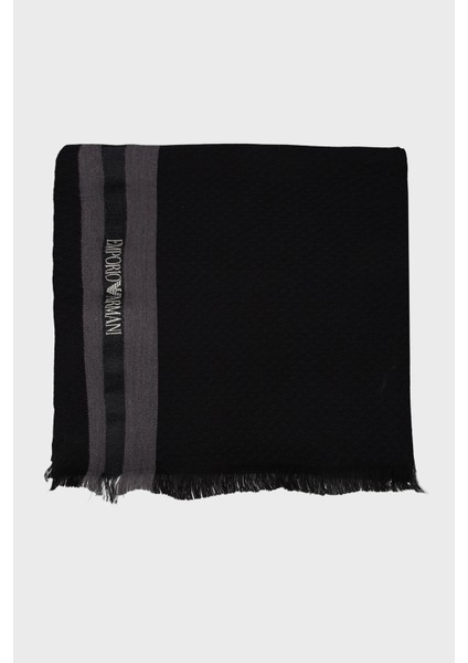 Logolu Yün ve Ipek Karışımlı 39X 190 cm Atkı Erkek Atkı EM003846 AF20010 UC001
