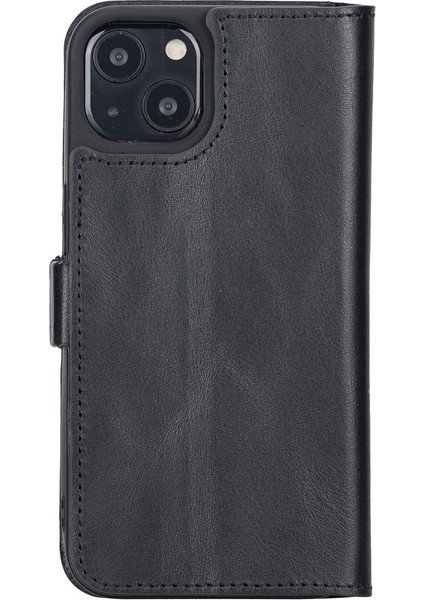 Apple iPhone 13 Uyumlu Deri Cüzdanlı Kılıf Rustik Siyah modelleri