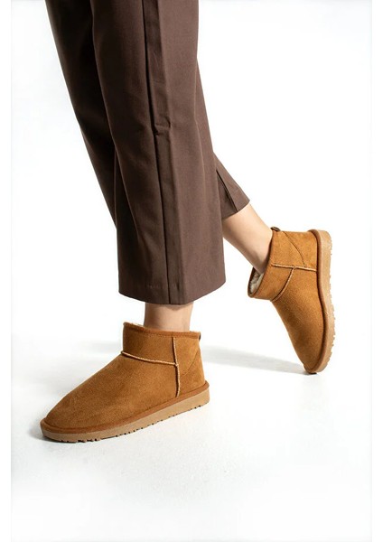 Moscow Mini Taba Süet Yarım Bot Içi Tüylü Düz Taban Kadın Ayakkabı fiyatları