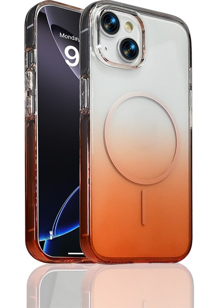 Apple Iphone 15 Kılıf Renk Geçişli Magsafeli Septik Silikon Kapak