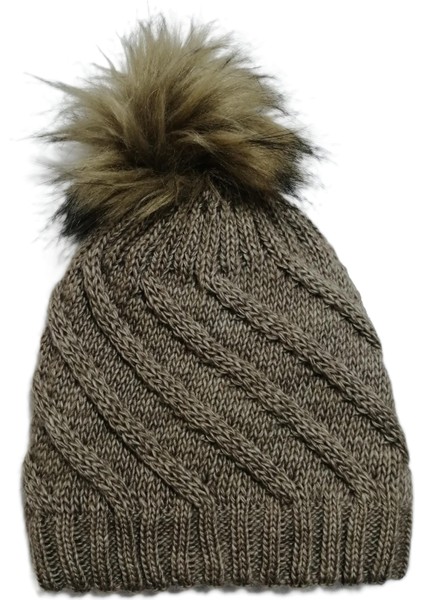 Kadın Örgü Ponponlu Bere Bej Standart fiyatları