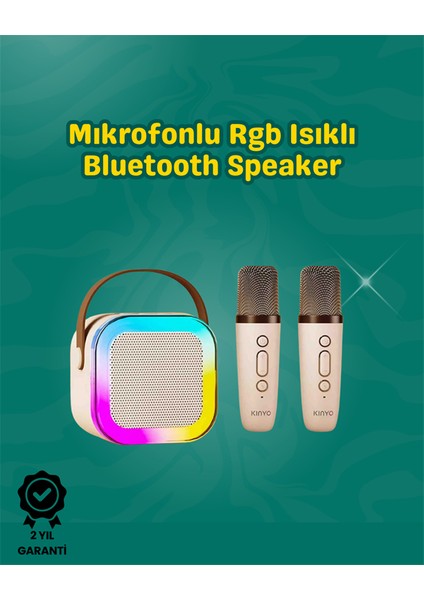 Iki Mikrofonlu Renkli LED Işıklı Karaoke Cihazı - M234R907-K42234