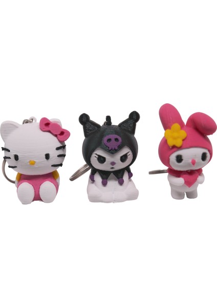 Hello Kitty – My Melody – Kuromi Üçlü Anahtarlık Seti