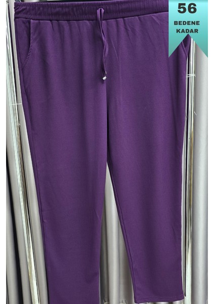 Kadın Tesettür Giyim Büyük Beden Fitilli Örme Pantolon