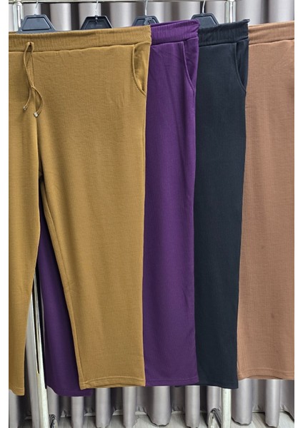 Kadın Tesettür Giyim Büyük Beden Fitilli Örme Pantolon fırsatları