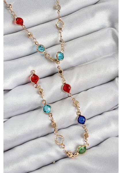 Pirinç Renkli Zirkon Taşlı Model Gold Renk Kadın Y Kolye - TJ-BKO10434