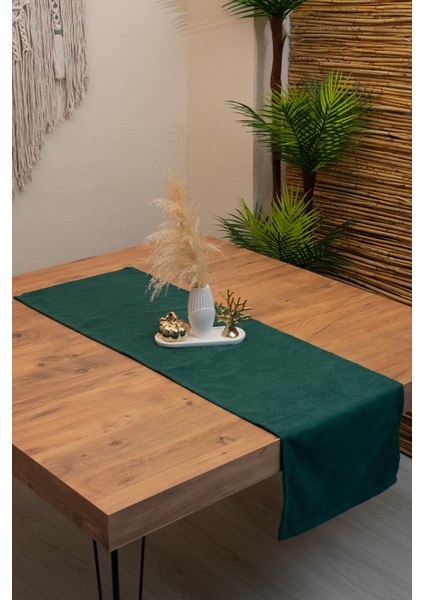 Doku | Kadife Dokulu Tatlı Yeşil Runner 135 x 40