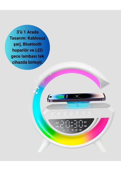 Kablosuz Şarjlı LED Masa Lambası Çalar Saat ve Beyaz Gürültü Özellikli - N605J848-M23605 fiyatları