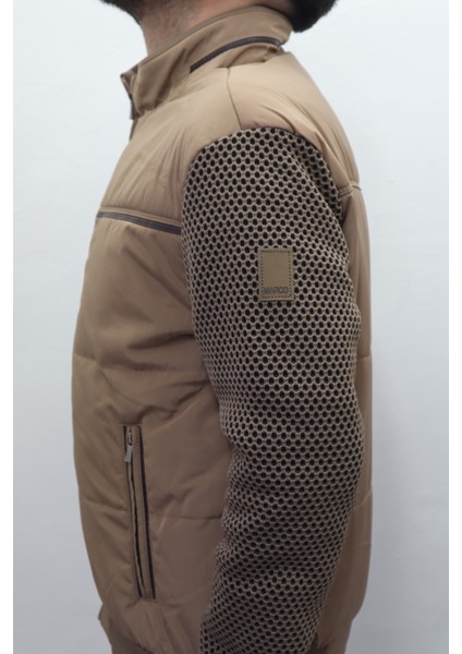 Fistan Store Erkek Hakim Yaka Spor Kesim Normal Kalıp Kolları Çelik Örgü Kışlık Mont modelleri