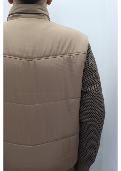 Fistan Store Erkek Hakim Yaka Spor Kesim Normal Kalıp Kolları Çelik Örgü Kışlık Mont