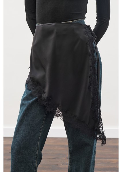 Dantel Şeritli Bel Aksesuar Siyah