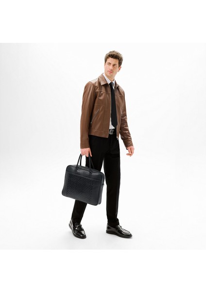 Erkek Taba Fermuarlı Gömlek Yaka Deri Ceket modelleri