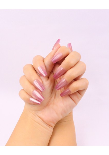 10'lu Pembe Orta Balerin TT1149 Tekrar Kullanılabilir El Yapımı Protez Takma Tırnak - Pembe-M modelleri