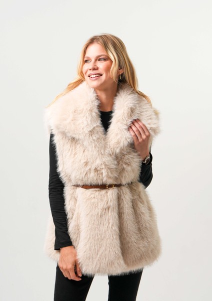 Lıa Kadın Kürk Yelek Kadın Kemerli Kürk Yelek