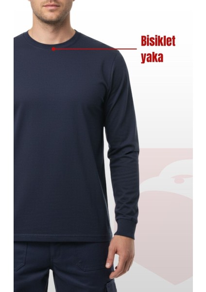 O (Bisiklet) Yaka Sweatshirt – Lacivet 2 Iplik Kumaş, Uzun Kollu Rahat Iş Elbisesi fiyatları
