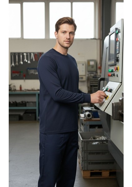 O (Bisiklet) Yaka Sweatshirt – Lacivet 2 Iplik Kumaş, Uzun Kollu Rahat Iş Elbisesi fırsatları