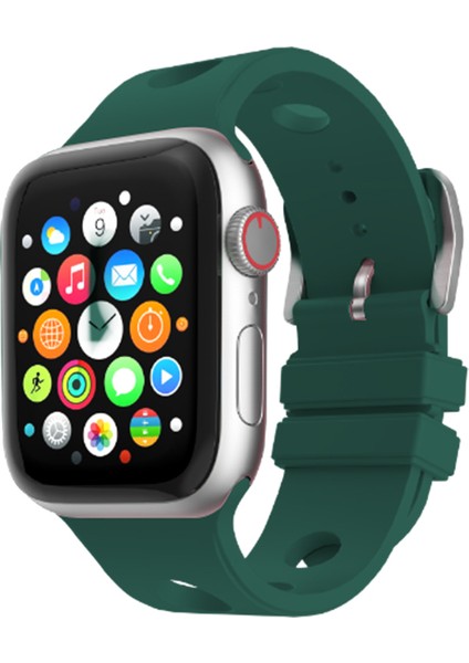 Apple Watch 7 41MM Delikli Tasarım KRD-147 Silikon Kordon Alpin Stil Siyah Kırmızı Mavi Naturel Gri Mor