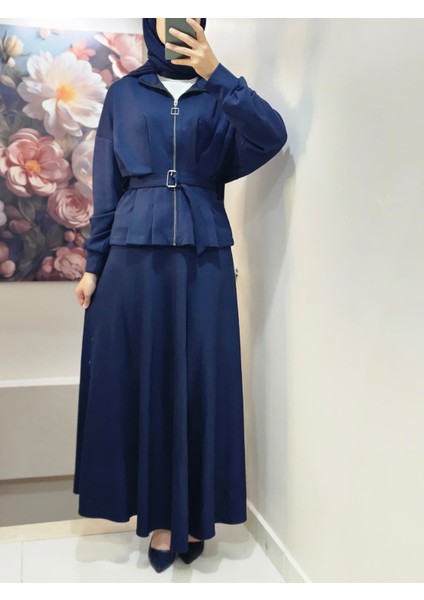 Kadın Tesettür Ikili Takım Etekli Ceketli Kuşaklı Eylül Takım fiyatları