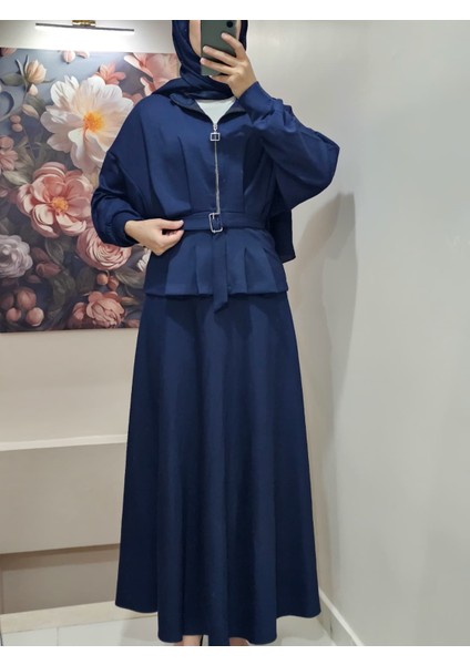 Kadın Tesettür Ikili Takım Etekli Ceketli Kuşaklı Eylül Takım fırsatları