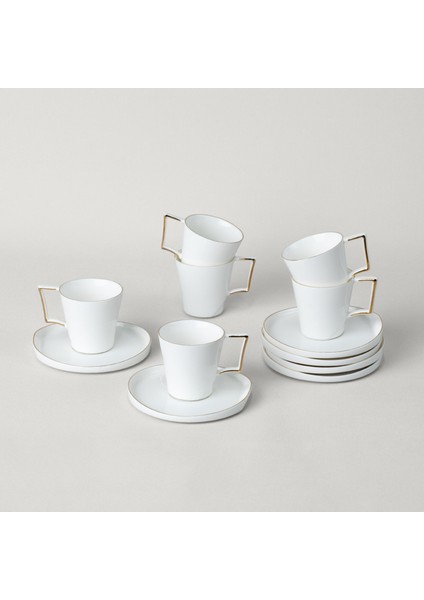 Davies Porselen 6'lı 90 ml Kahve Fincan Seti Beyaz-Gold fiyatları