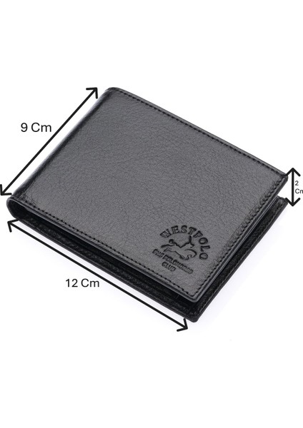 Vidar Hakiki Deri Kağıt Para ve Bozuk Para Bölmeli Erkek Cüzdanı - Siyah