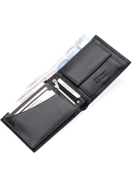 Vidar Hakiki Deri Kağıt Para ve Bozuk Para Bölmeli Erkek Cüzdanı - Siyah modelleri