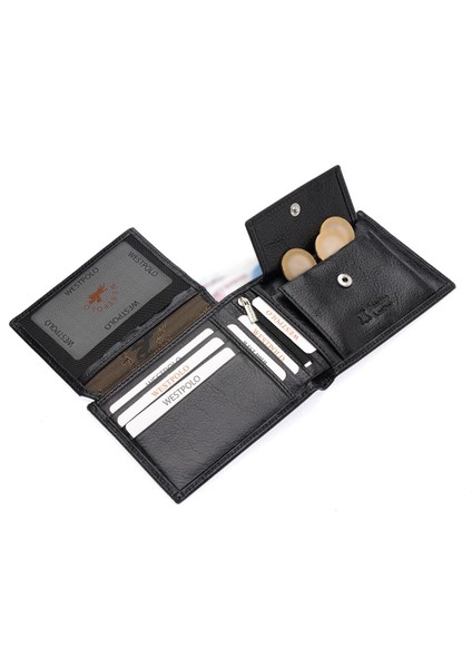 Vidar Hakiki Deri Kağıt Para ve Bozuk Para Bölmeli Erkek Cüzdanı - Siyah fırsatları