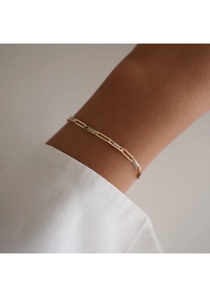 Minimal Taşlı Ataş Altın Bileklik