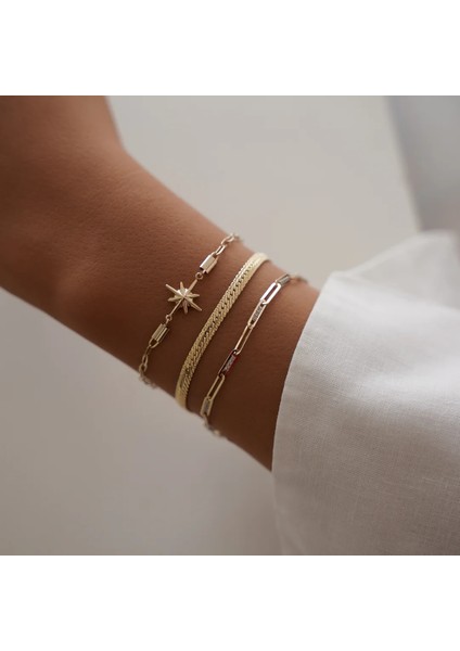 Minimal Taşlı Ataş Altın Bileklik modelleri