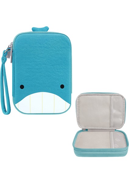 Bubm BM01001005 Çift Katmanlı Sabit Disk Saklama Çantası, Karikatür Şekilli, Aşınmaya Dalı Kablo Düzenleyici Kese, Seyahat Aksesuarları - Dolphin (Yurt Dışından)