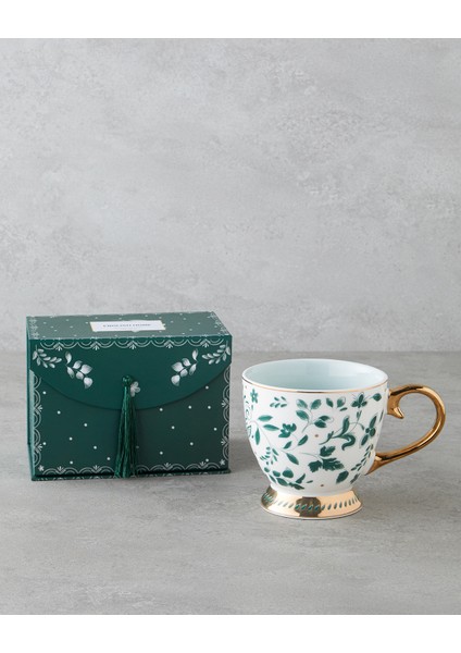 Leafscape New Bone China Kupa 460 ml Beyaz - Yeşil