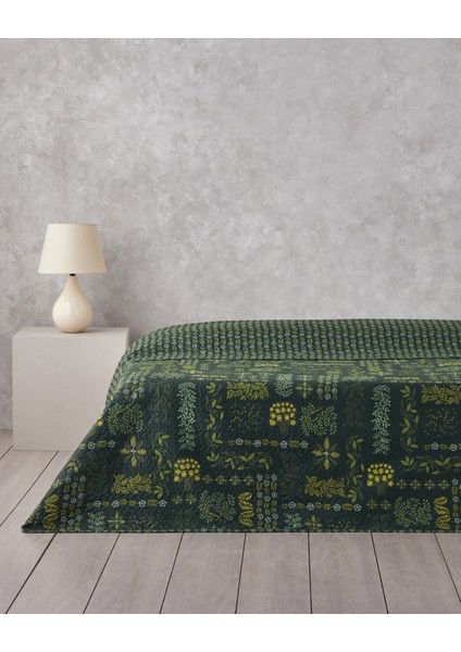 Tendril Bloom King Size Çok Amaçlı Örtü 240X220 cm Yeşil
