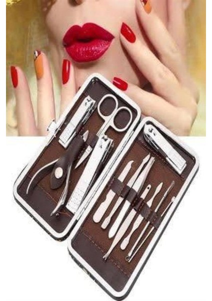 Tırnak Bakım Seti Tırnak Düzeltme Batık 12 Parça Çanta Tipi Manikür Pedikür - N079J141-M78