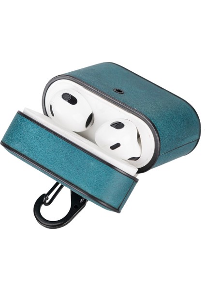 Casquet Apple Airpods 3.nesil Uyumlu Deri Kılıf AA32 Mavi fiyatları