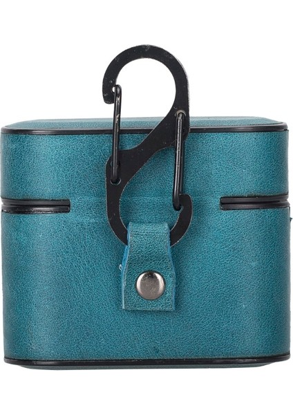 Casquet Apple Airpods 3.nesil Uyumlu Deri Kılıf AA32 Mavi modelleri