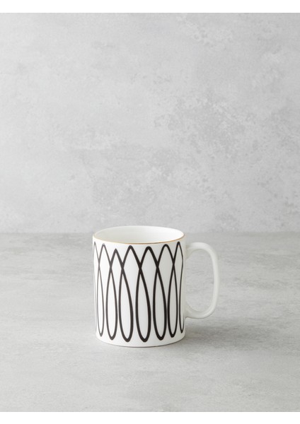 White Angles Bone Porselen Kupa 290 ml Siyah-Beyaz-Gold