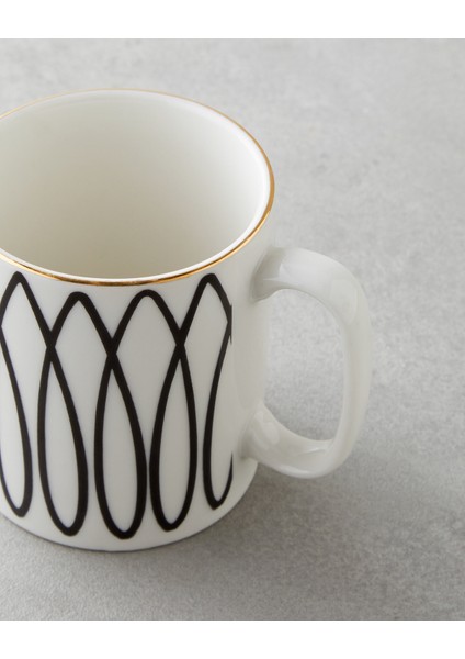 White Angles Bone Porselen Kupa 290 ml Siyah-Beyaz-Gold fiyatları