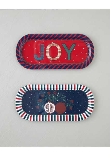 Jolly Metal Tepsi 16X35 cm Kırmızı - Lacivert indirimleri