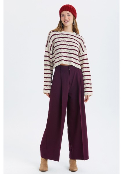 Salaş Bol Paça Kumaş Pantolon Mor fırsatları