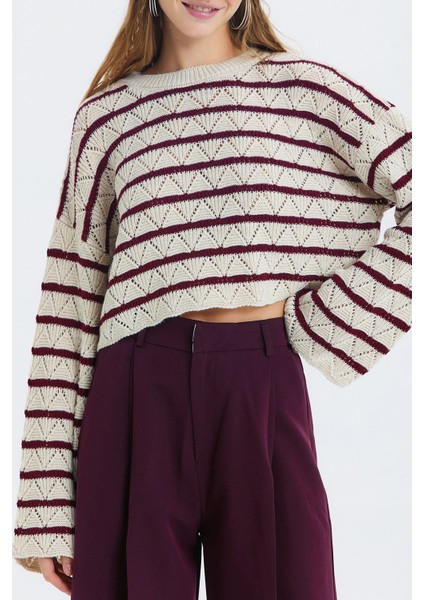 Salaş Bol Paça Kumaş Pantolon Mor